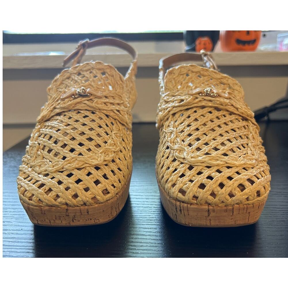 Aerosoles Santiago Raffia Block Chunky Cork Heel Slingback Sandals Womens Size 8 - Picture 5 of 12